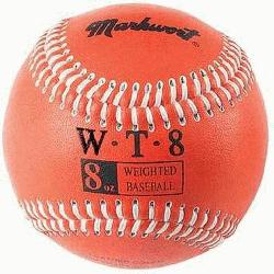 ted 9 Leather Covered Training Baseball (8 OZ) : Build your arm strength with Markw
